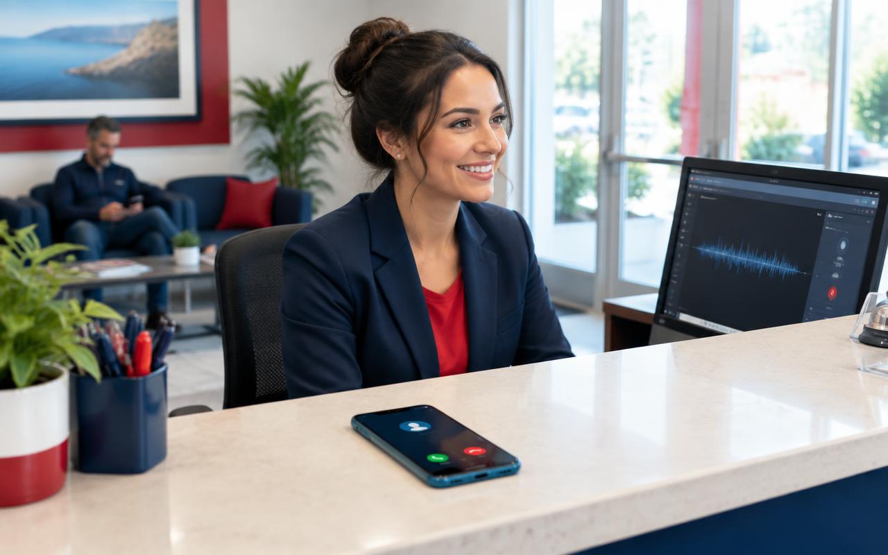 Receptionist ready to assist a local business caller